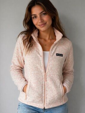 (M) Columbia Women's Pale Pink Teddy Fleece Jacket